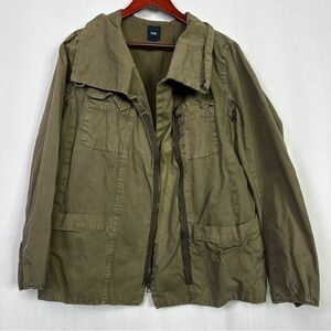 Gap Military Jacket Cargo Olive Green Womens Outdoor Casual Thick Layered Pocket